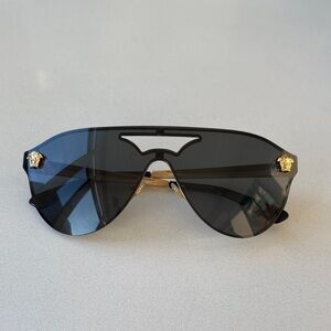 Versace Black Sunglasses with Gold Medusa Accents